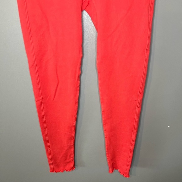 Anthropologie Daily Practice Coral Lettuce Hem Leggings - Picture 5 of 10